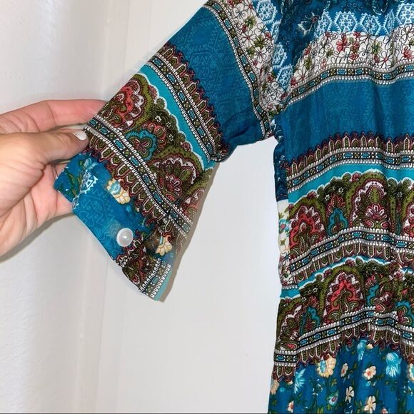 Boho Hippy Western Maxi Button Up Dress - Picture 11 of 12